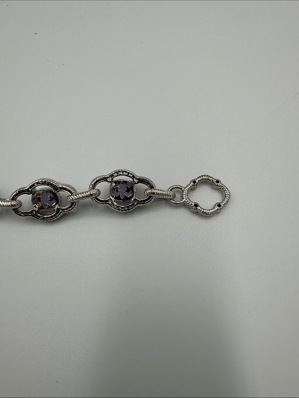Judith Ripka 925 Sterling Silver Cable Links Toggle 5 Oval Stones Bracelet - Picture 7 of 16